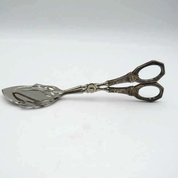 Scandinavian Antique Silver Pastry Tongs Art Deco Ornate Handles Marked NH830S - Picture 1 of 12
